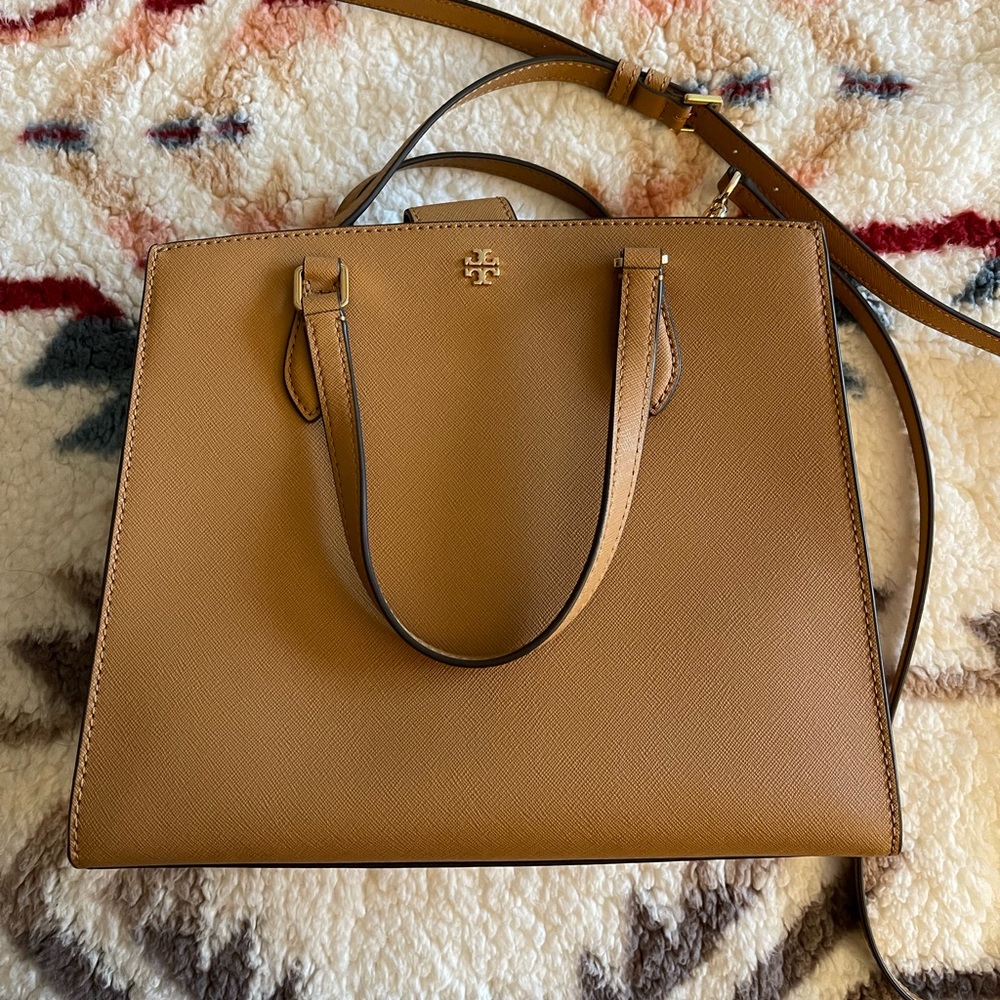 Tory Burch AUTH Tory Burch Emerson Structured Work Crossbody Satchel Cardamom